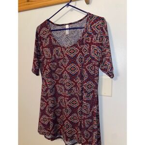 Lularoe PerfectT Black Geometric pattern Size Large EUC